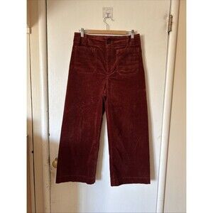 Maeve Anthropologie The Colette Corduroy Cropped Wide Leg Pants Cinnamon Sz 31